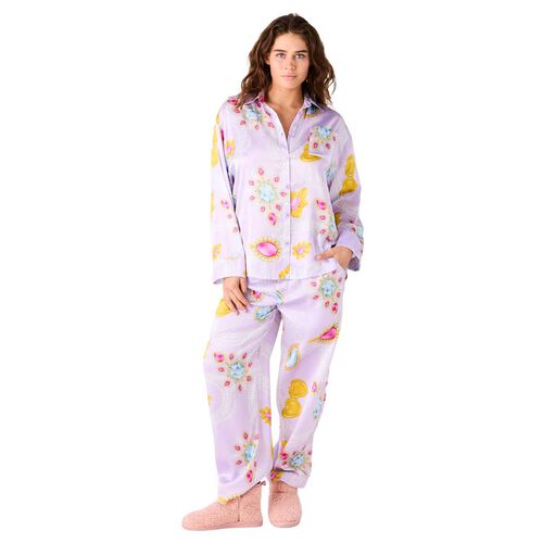 Kip&Co Bling Fling Eco Satin Long Sleeve Shirt & Pant PJ Set
